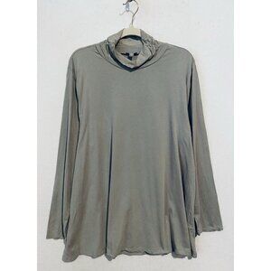 J Jill Top Womens 3X Gray Mock Neck Pima Cotton Stretchy Lagenlook Minimalist